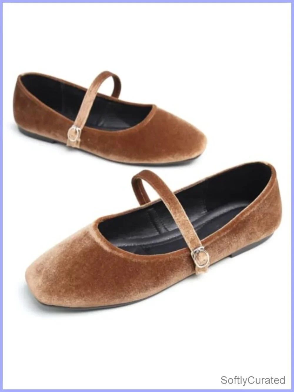 Mary Jane Square Toe Ankle Strap Ballet Flats Leather Satin Women's